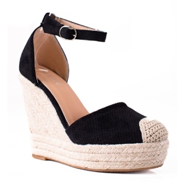 SHELOVET Espadrilles On Wedge Sandals svart