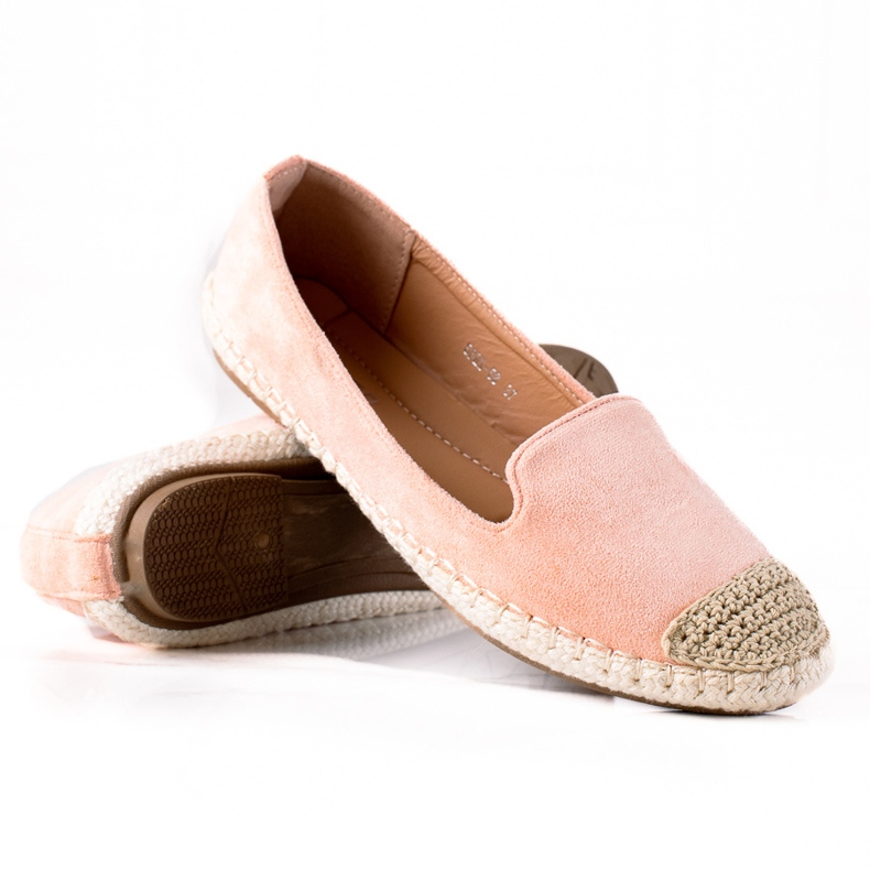 SHELOVET espadrillor i mocka rosa