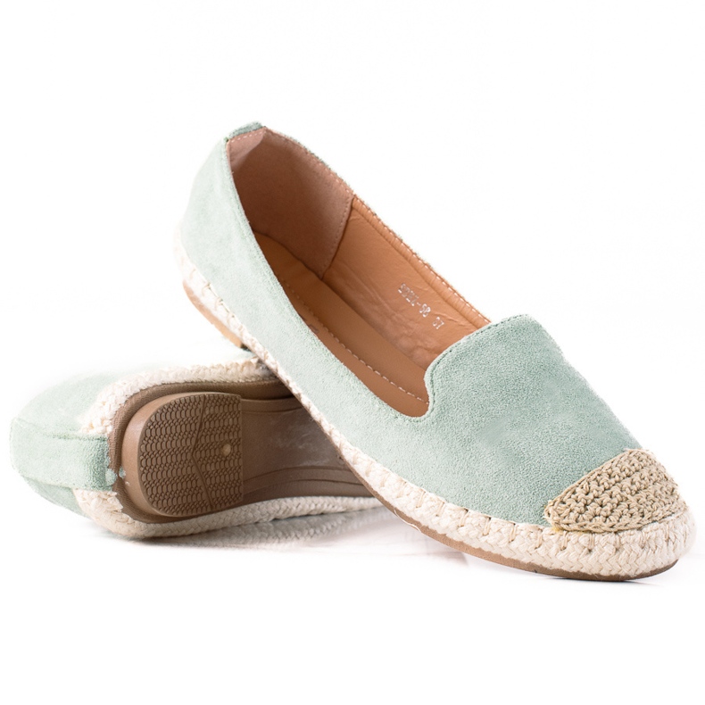 SHELOVET espadrillor i mocka grön