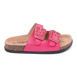 Tofflor med dekorativa spännen rosa