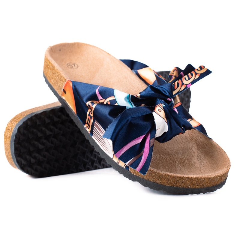 SHELOVET Blåa Tofflor Med En Rosett marinblå