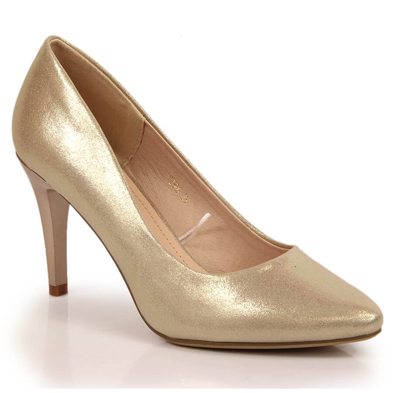 Pumps stilett patent guld Sergio Leone gyllene