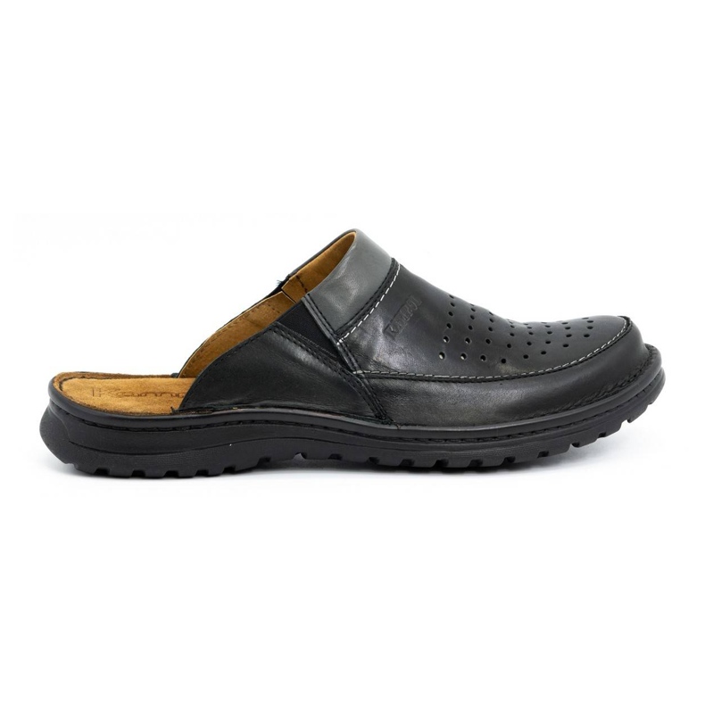 Män läder tofflor 219 Kampol svart