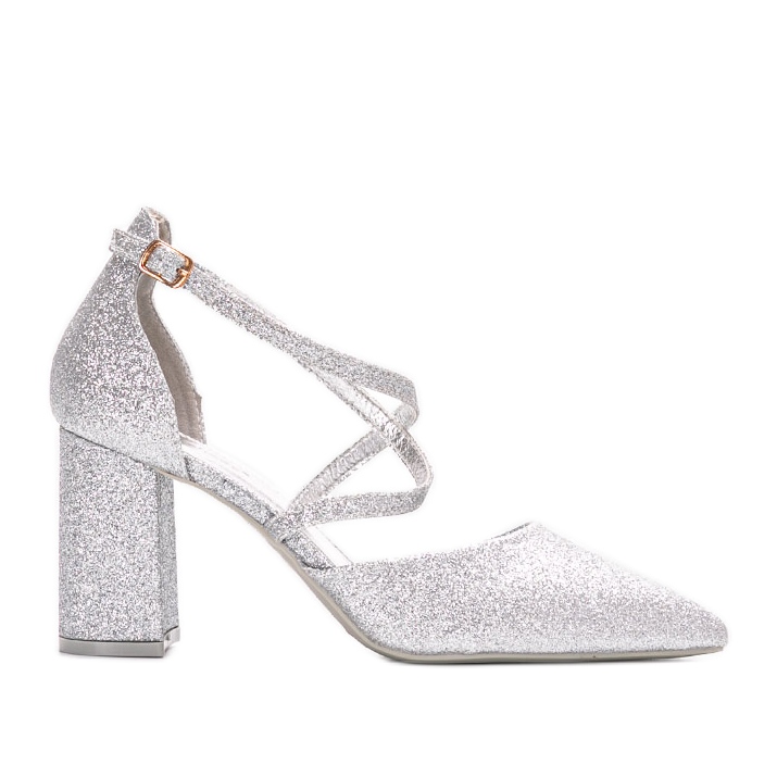 Silver glitter pumps på Backer stolpen silver-