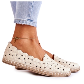 Slip-On Ballerinor för kvinnor med beiga blommor beige