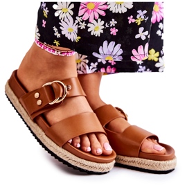 FB1 Fashionabla beige Penelope-tofflor för kvinnor brun