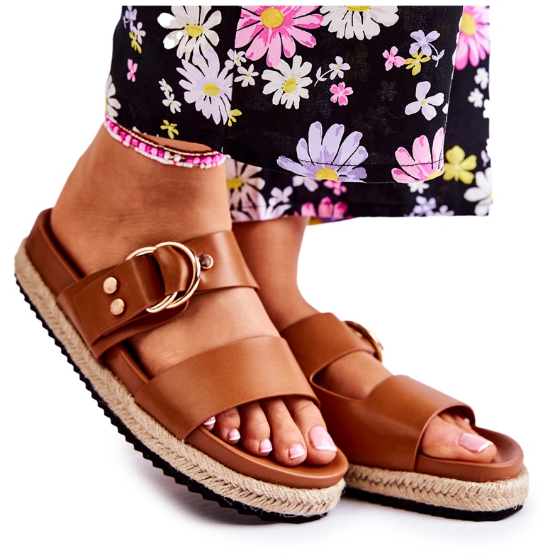 FB1 Fashionabla beige Penelope-tofflor för kvinnor brun