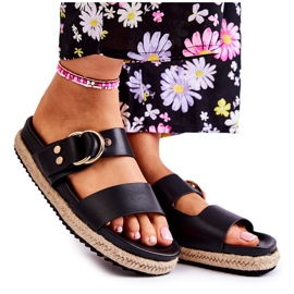 FB1 Fashionabla svarta Penelope-tofflor för kvinnor