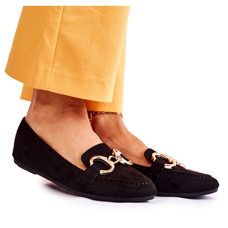 PG1 Loafers i mocka för kvinnor med svart verklighetsdekoration