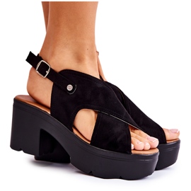 PG1 Svarta mocka sandaler på klack Arlena