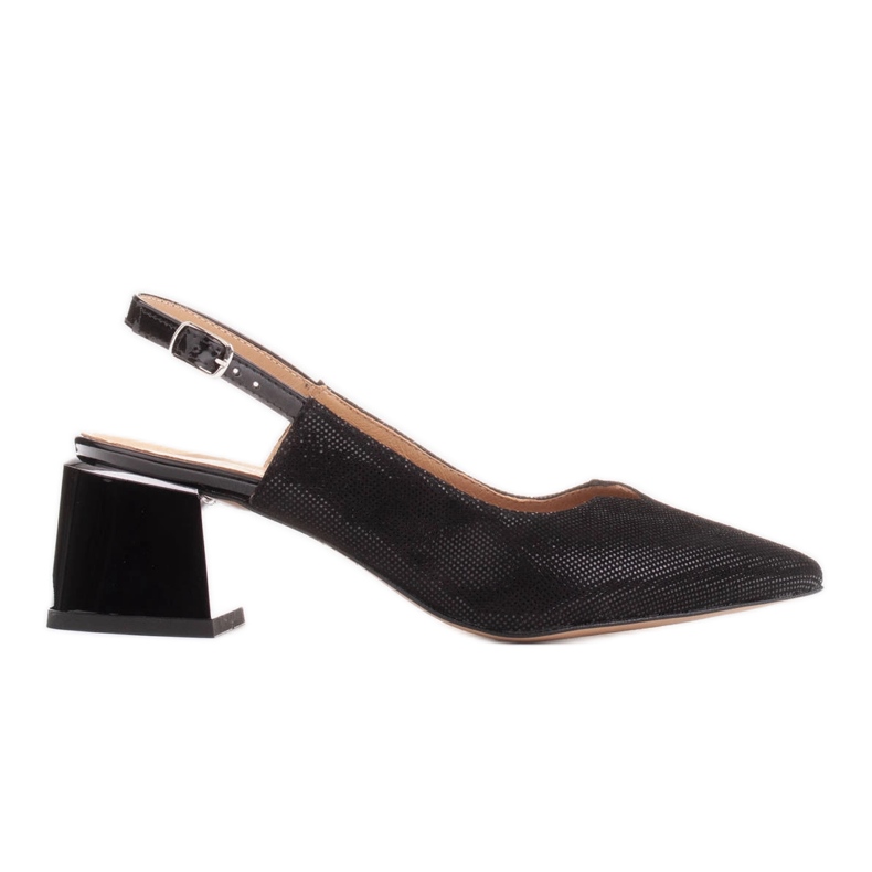 Marco Shoes Sandaler i mocka med glänsande mönster svart