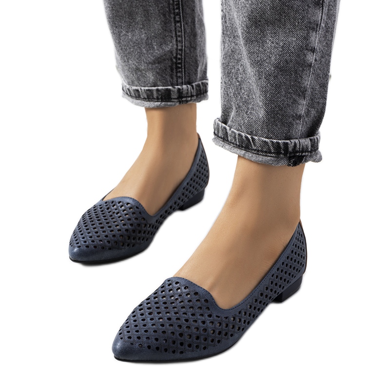 Jarrett marinblå genombrutna loafers