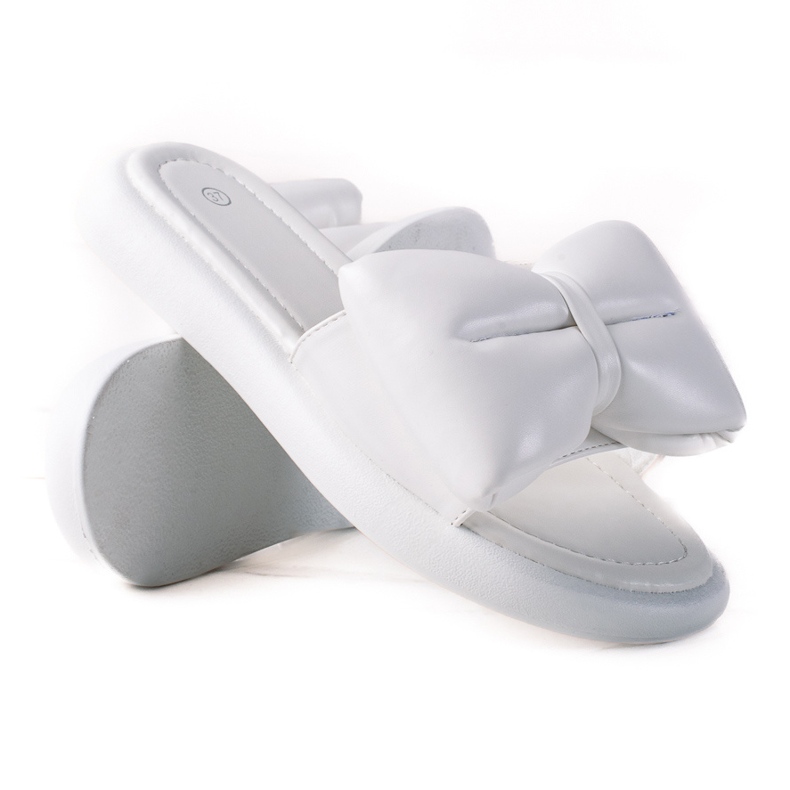 SHELOVET Tofflor med rosett vit