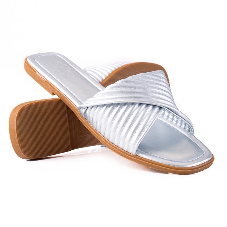 SHELOVET Platta tofflor för kvinnor silver-