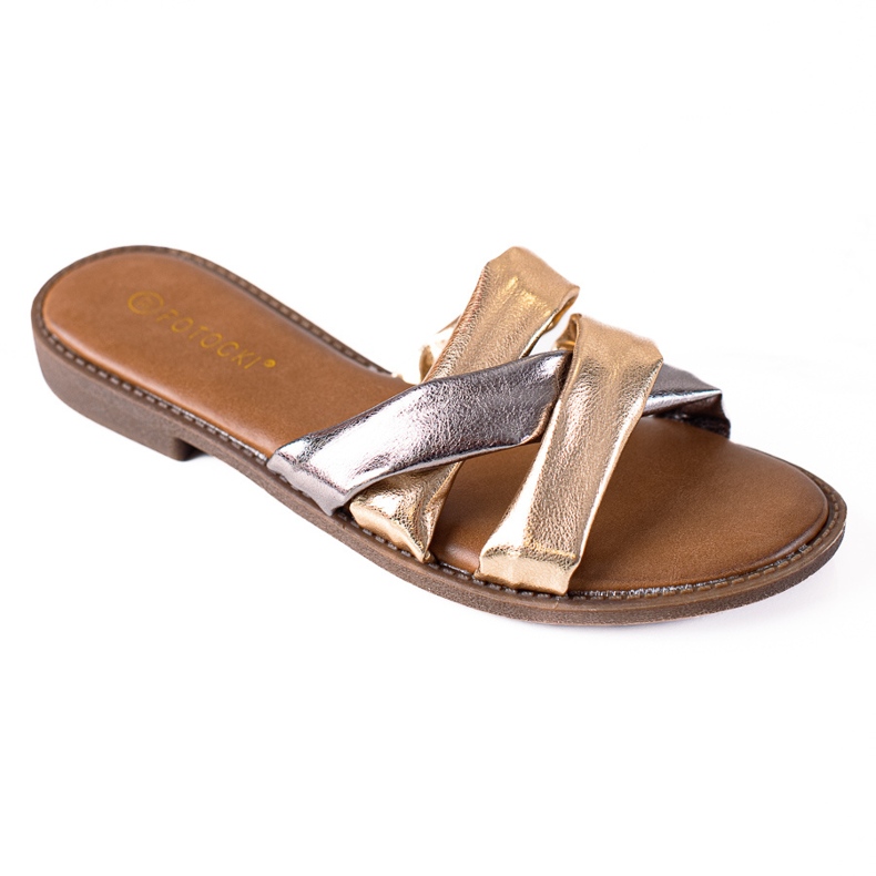 W. Potocki Potocki tofflor för kvinnor gyllene