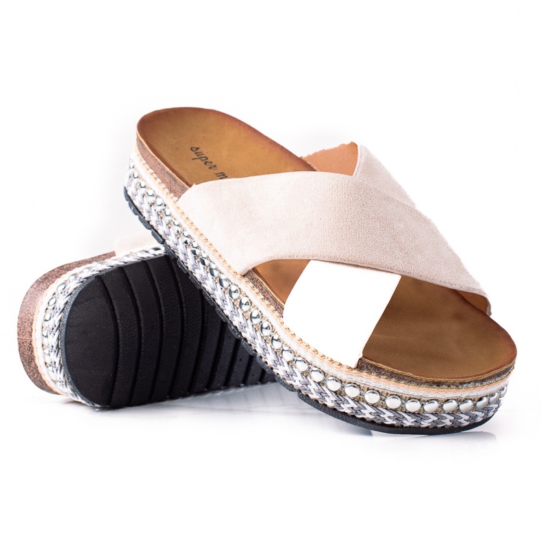 SHELOVET Trendiga tofflor på plattformen beige