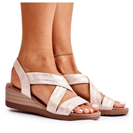 S.Barski Wedge Sandals S. Barski BZY1A Beżowo-Złote beige gyllene