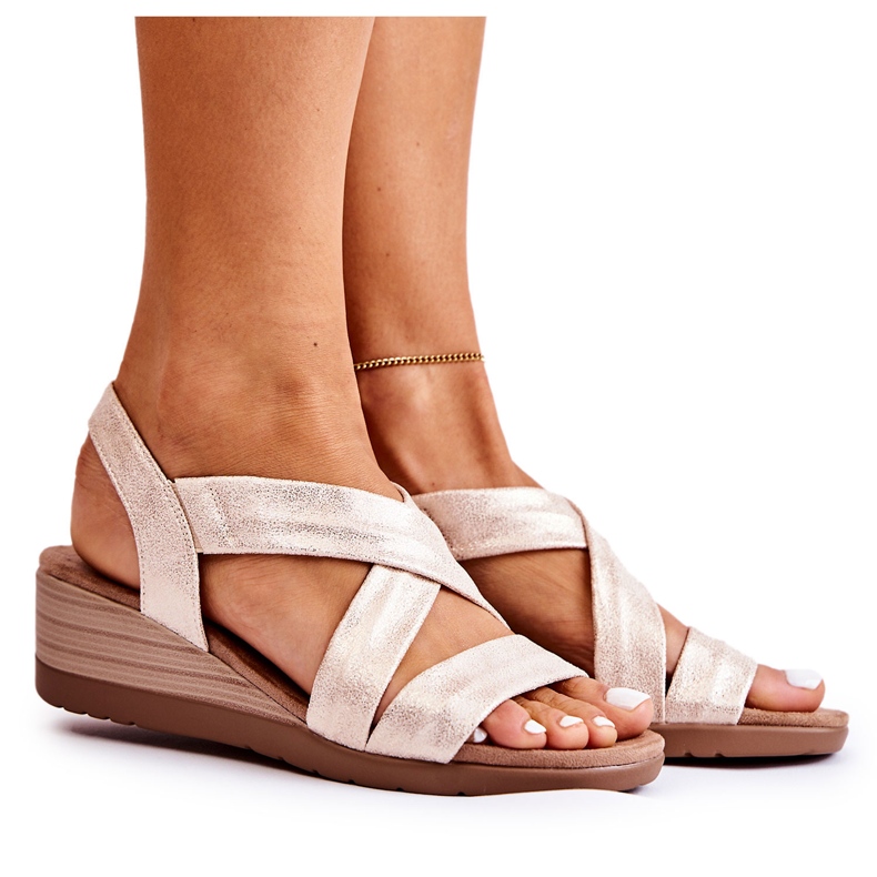 S.Barski Wedge Sandals S. Barski BZY1A Beżowo-Złote beige gyllene