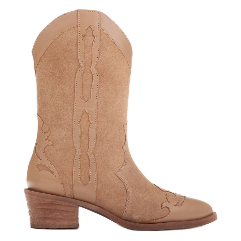 Marco Shoes Stövlar i naturlig mocka med läderelement beige