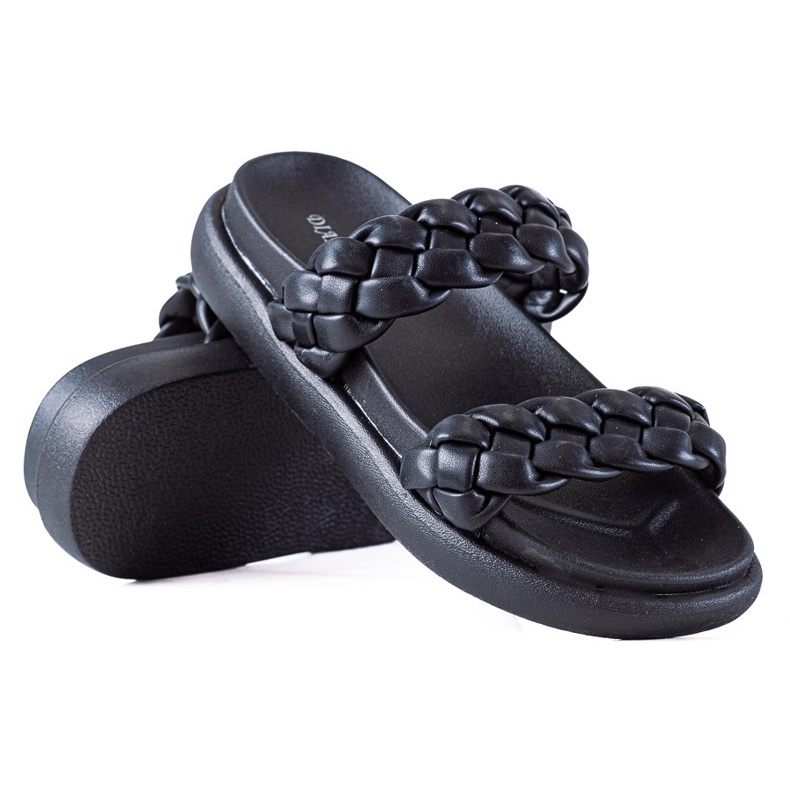 SHELOVET Flätade Tofflor På Plattformen svart