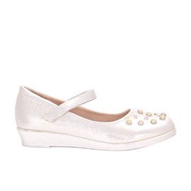 Vita barnballerinor med Silva-pärlor