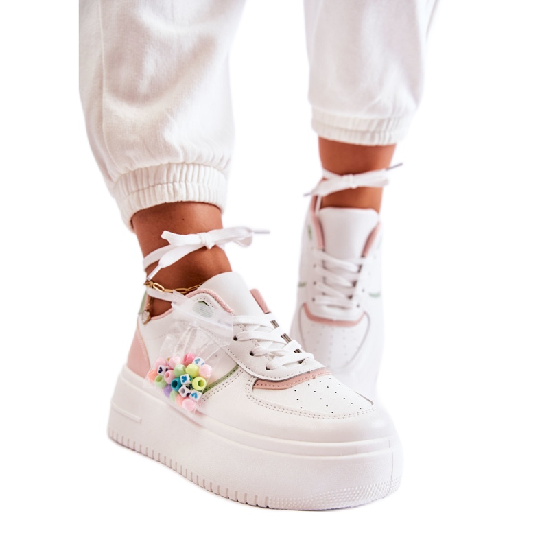 PS1 Knytna sportskor för kvinnor Sneakers Vita och Rosa Manila