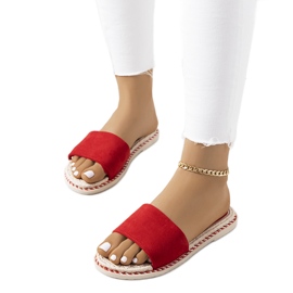 Staton röda tofflor för kvinnor