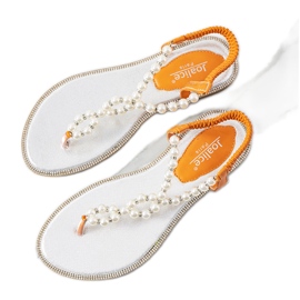 Orange sandaler med Tana pärlor silver-