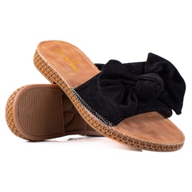 SHELOVET Tofflor med rosett svart