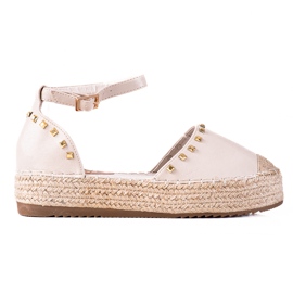 SHELOVET Espadrillor med dubbar beige
