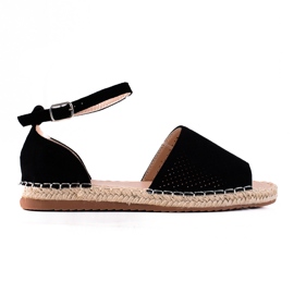 SHELOVET Openwork Espadrilles sandaler svart