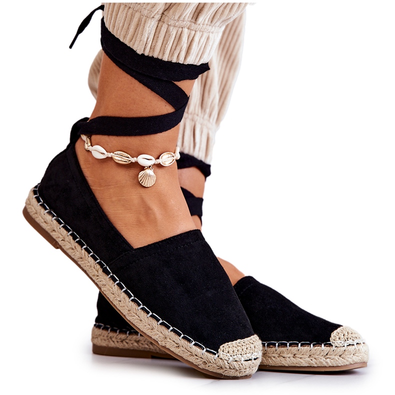 FB1 Ismanne Black Mocka Espadrilles bundna svart