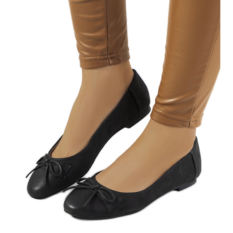 Mattsvarta ballerinor med Morgana rosett