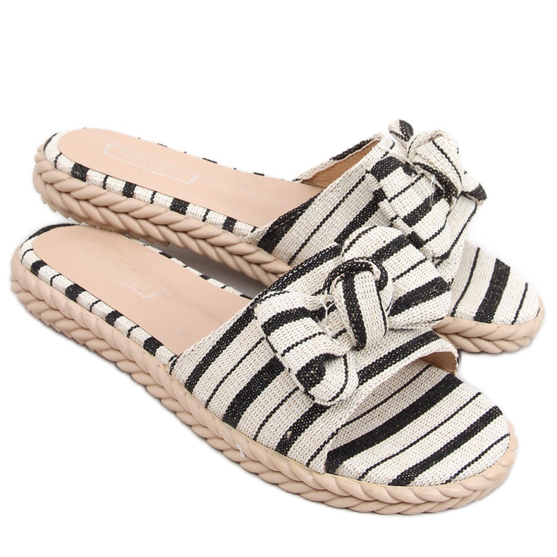 Adana Black damtofflor beige svart