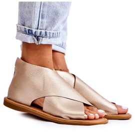 S.Barski Kvinnors lädersandaler Guld Catalise gyllene