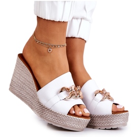 Lewski Shoes Läder wedge tofflor Lewski 3062 Vit