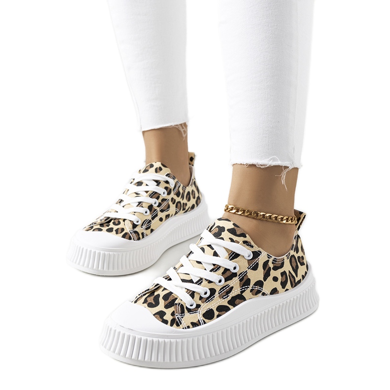 Beige sneakers på Chovka-plattformen brun svart