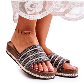 S.Barski Klassiska tofflor för kvinnor med kedja Black Maddy svart