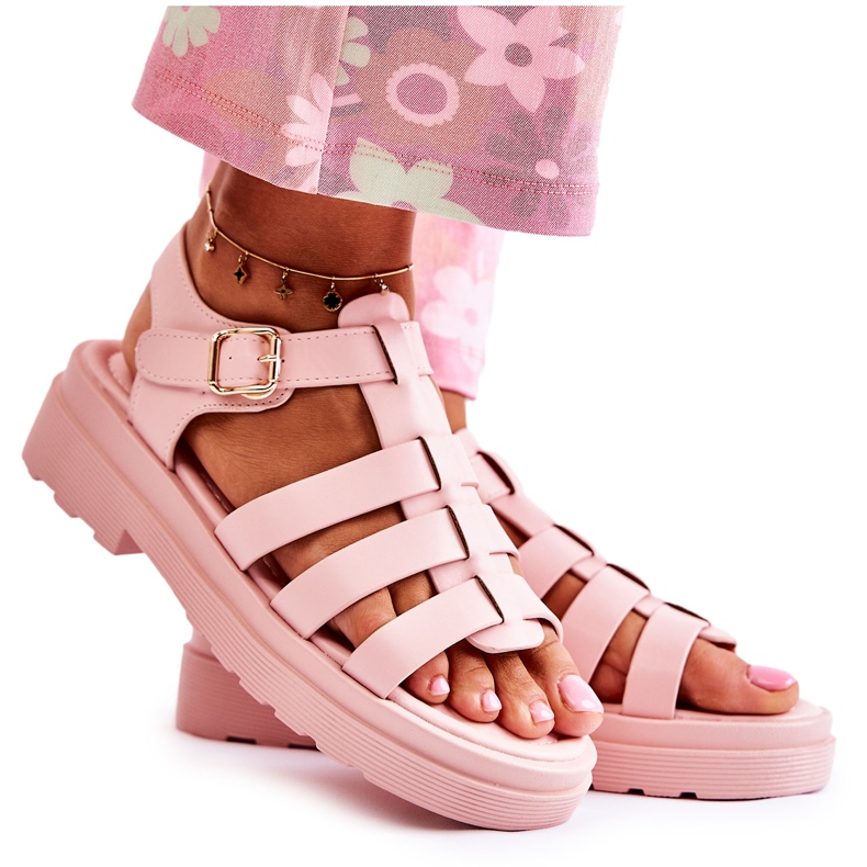 PG1 Fashionabla sandaler med rosa Malien-remmar