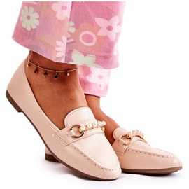 PG1 Dam Loafers med dekorativa pärlor Beige Sergia