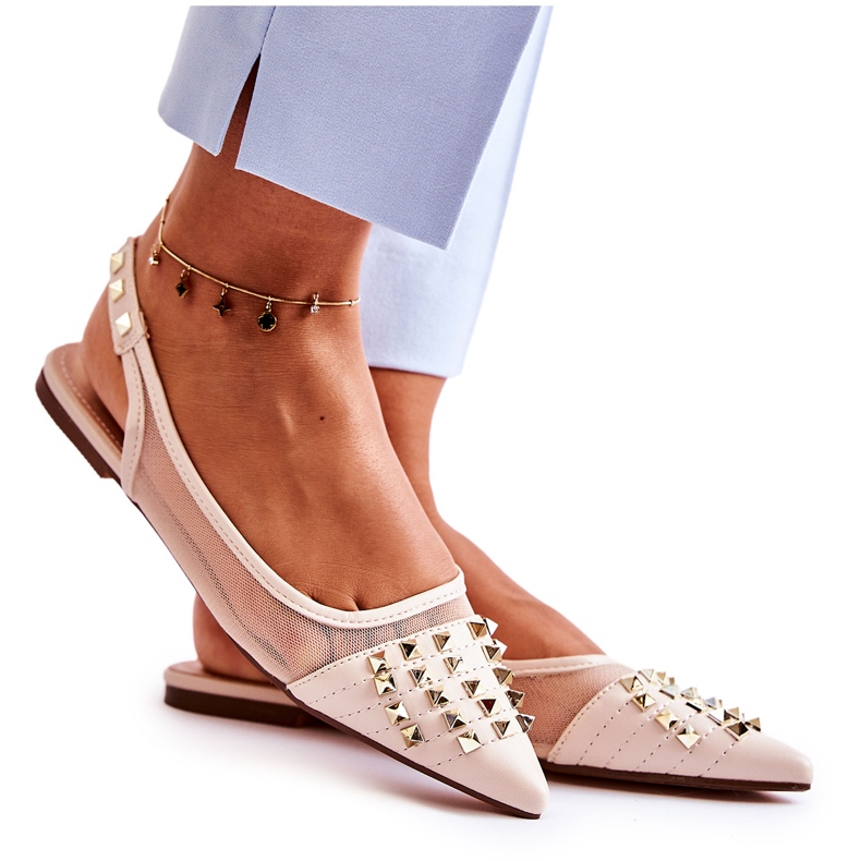 Damballerinor med nitar Beige Kinley