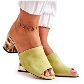 PA2 Damtofflor i mocka på klack Grön Perry