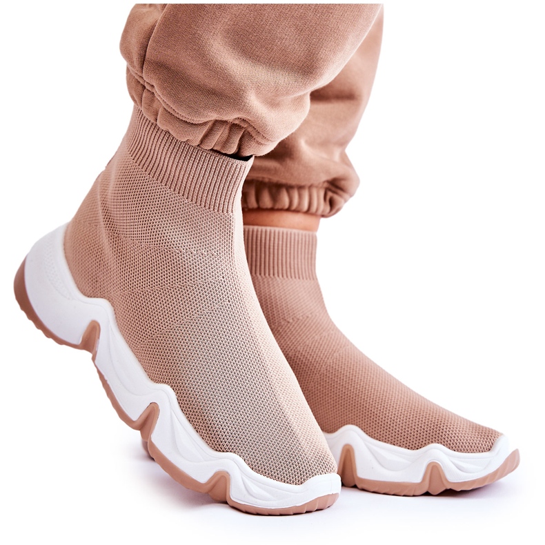 Sportskor i högt material för kvinnor Beige Morris