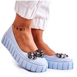 PA2 Läderballerinor På Plattformen Med En Blå Ladette-prydnad