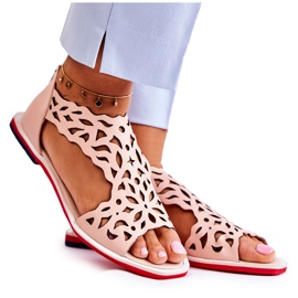 PA2 Läder ljusrosa genombrutna sandaler Alima