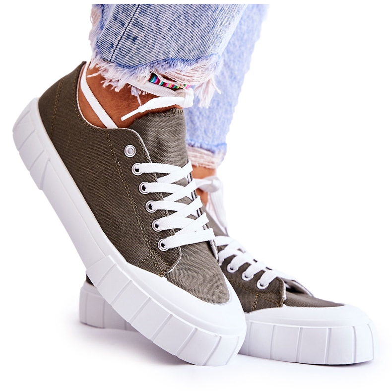 PS1 Khaki Comes Platform Sneakers för kvinnor kaki grön