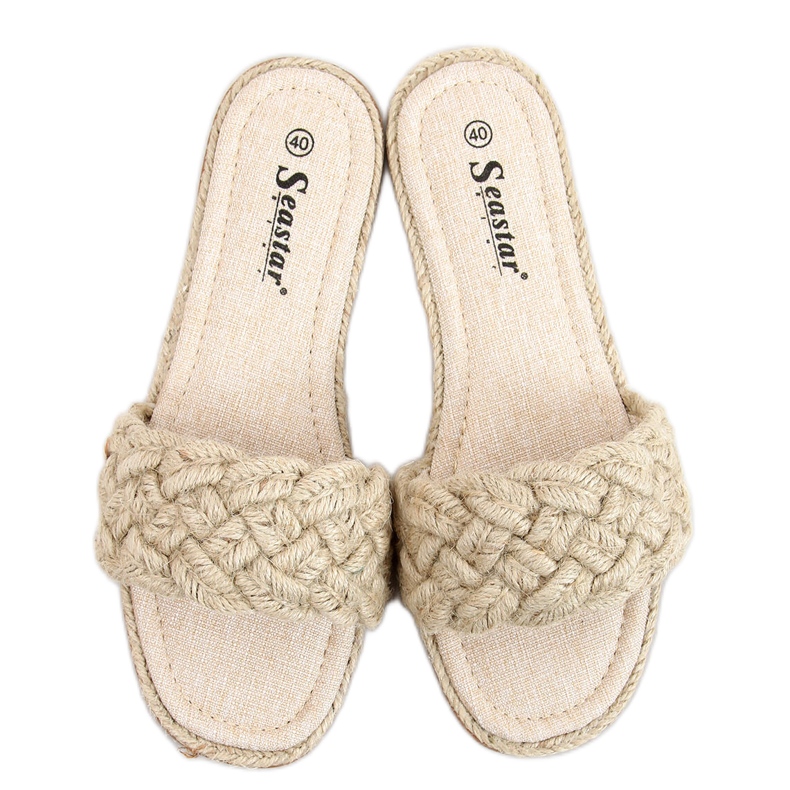 Erika Beige stringtofflor för kvinnor