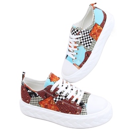 Madi Red Jacquard Weave sneakers med hög sula mångfärgad