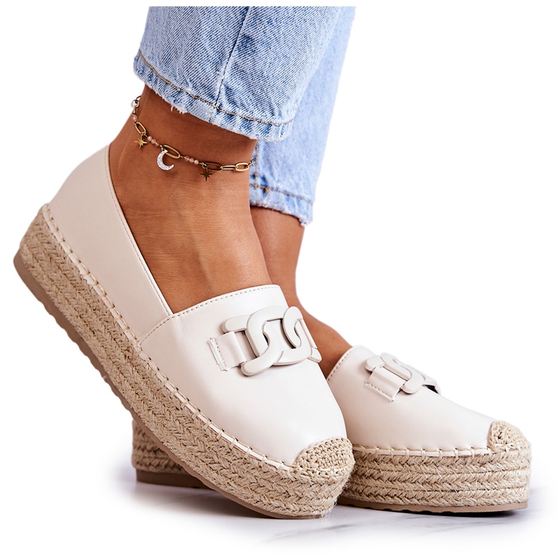 FB2 Klassiska Espadrilles På Beige Julianne Plattform