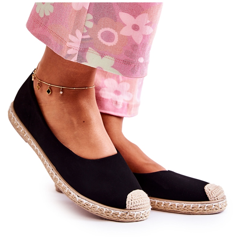 Klassiska mocka Espadrilles för kvinnor Svart Calabria